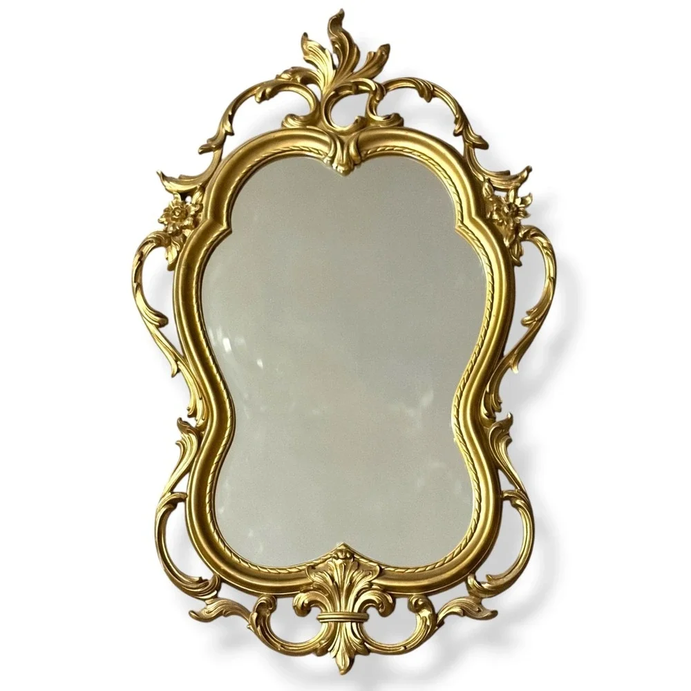 Vintage Homco Baroque Rococo Wall Mirror Gold Ornate Hollywood‎ Regency Decor